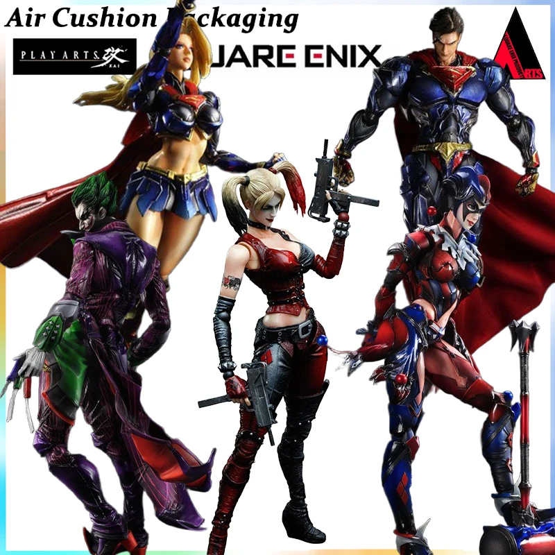 

SQUARE ENIX Genuine PlayArts Kai Series VARIANT Superman Superwoman Joker Harley Quinn Arkham City Action Figures Model Toys