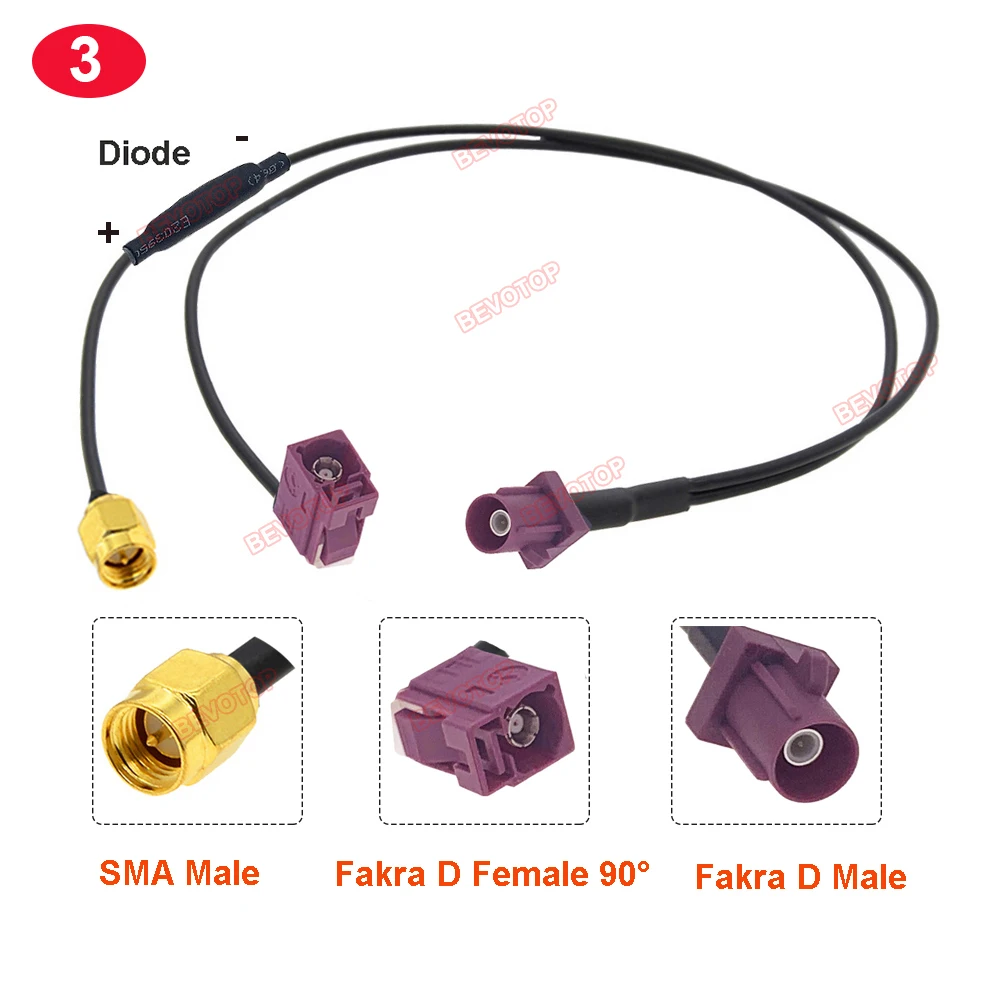 Imagem -04 - tipo Cabo Divisor Pigtail Plugue Macho y Macho Fêmea para Sma Rg174 Fakra d 10 Pcs por Lote y