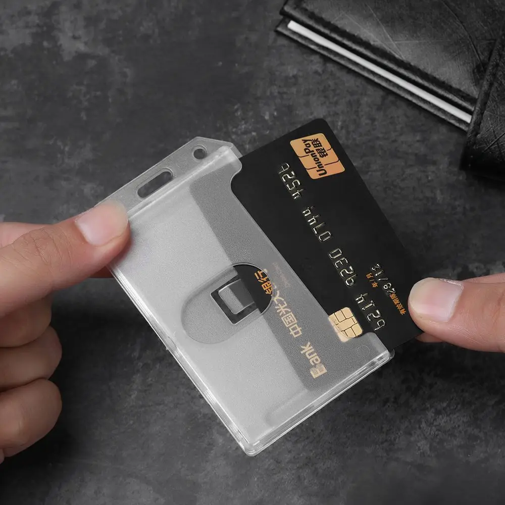 New Work Card Holders Practical Multi-use Hard Plastic Badge Work ID Card Holder Protector Cover Case Double Sided ID Card