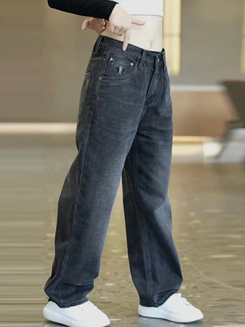 

Men's Fashionable Casual Heavy Duty Washed Straight Leg Jeans Spring Autumn New Style High Street Loose Fit Long Trousers