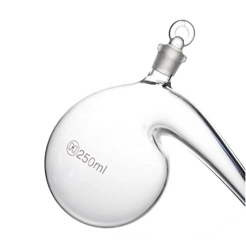 Quality LabGlass Distillation Flask Curved Neck Bottle 125/250ml Gooseneck Bottle Elbow Glass Bottle