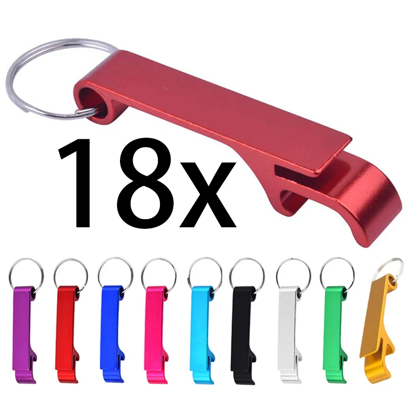 

18Pcs Multifunctional Beer Can Opener With Keychain Ring Alloy Opener