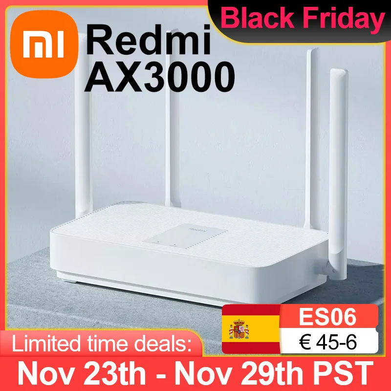 Xiaomi-Redmi AX3000 Roteador Gigabit Amplificador, WiFi 6, Repetidor de Sinal, Estender Repetidor, Nord VPN Mesh System, 5GHz para Casa e Escritório