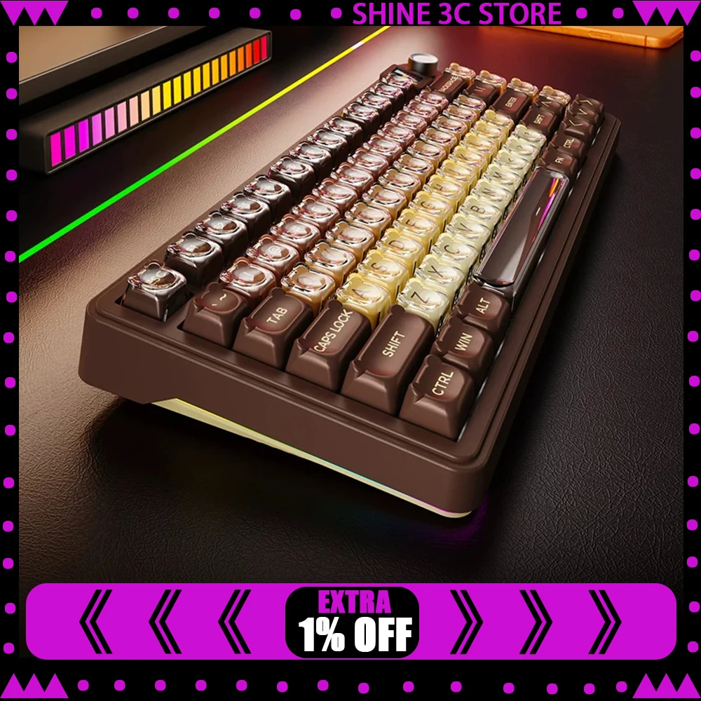 Technology S75 Pro Wireless Keyboard Three Mode Connection E-sports Keyboard 6000mAh Long Battery Life For Pc Accessories Gifts