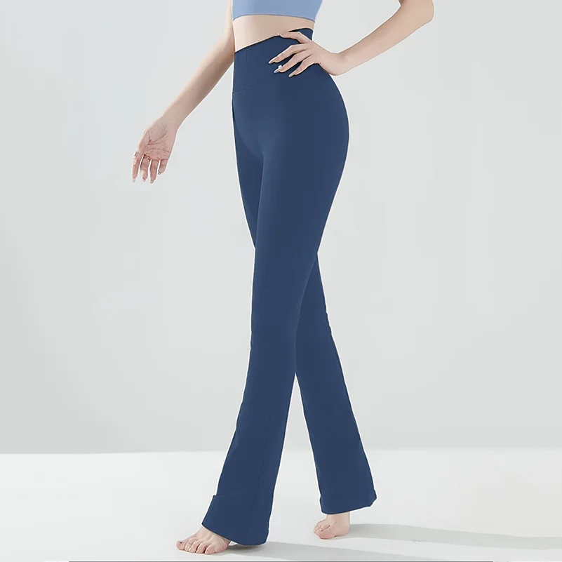 سراويل نسائية واسعة الساق للتمرين بدون خياطة عالية الخصر للتحكم في البطن من أجل الجري واليوجا