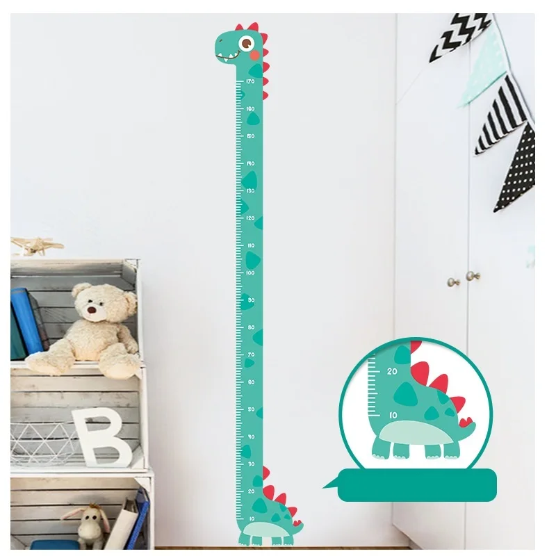 Cartoon Animals Height Measure Wall Sticker Unicorn Dinosaur Wallpaper For Kids Room Nursery Child Growth Ruler Growth Chart