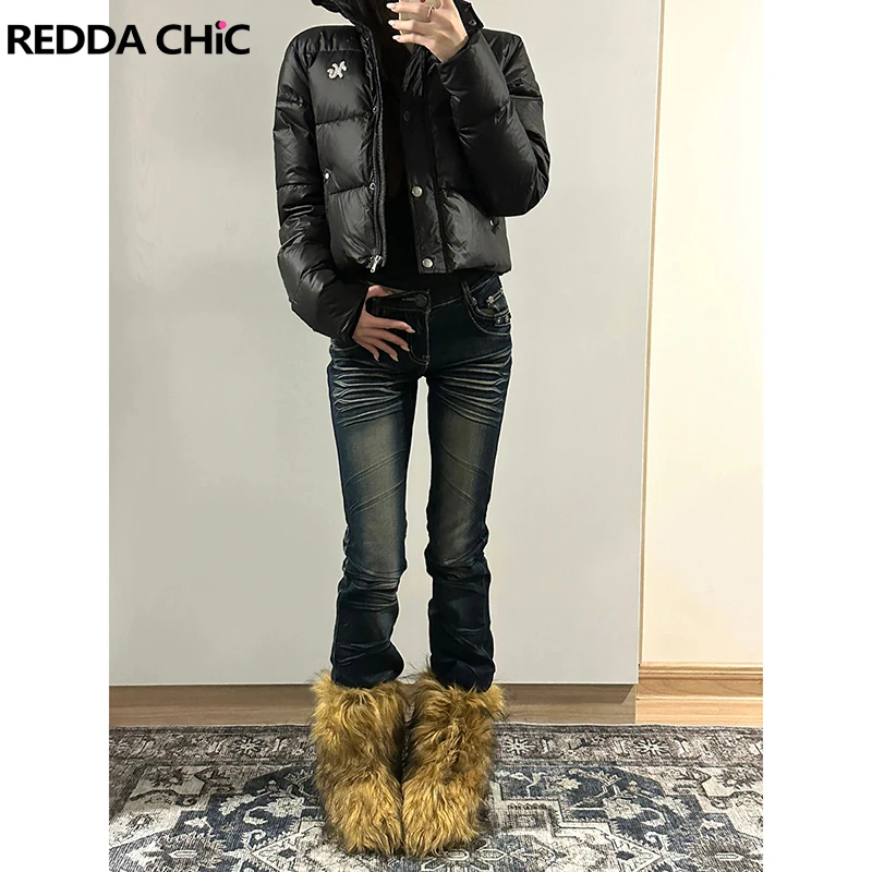 ReddaChic Do Old Black Skinny Fit Jeans Women's Trousers Y2k Vintage Wash Whiskers Stretch High Rise Denim Pants Everyday Wear