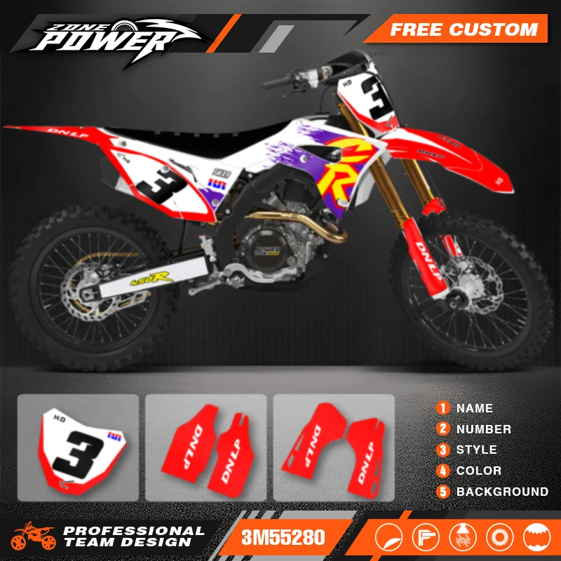 

Powerzone Motorcycle Graphic Decal Stickers Kits For Honda CRF450R 2017-2020 CRF250 CRF250R 2018-2021 Number Name Customize 28