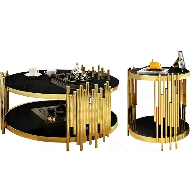 Custom 2025 Hot Home Furniture Modern Luxury Tea Table Stainless Steel Coffee Table Set