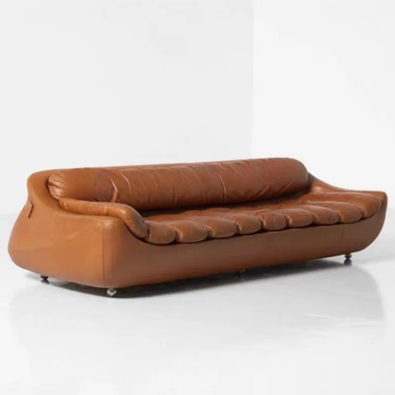 Italian Nordic retro bean bag sofa creative designer villa large flat oil wax leather medium antique special-shaped sofa