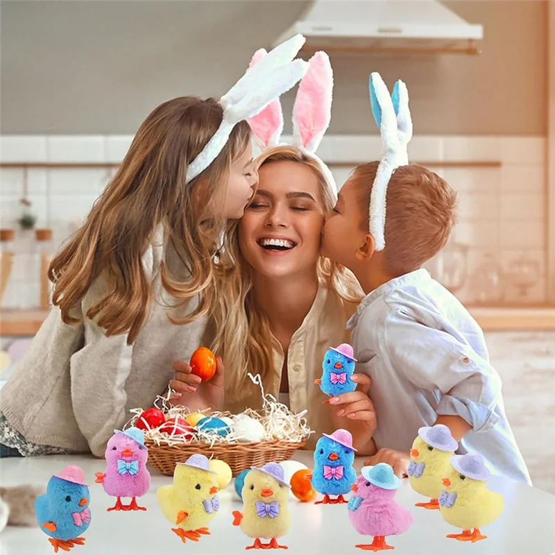 AS96-4Pack Пасхальный плюшевый плюшевый прыжок для малышей, детей, покупок на Пасху, прочный, простой в установке, простой в использовании цыпленок