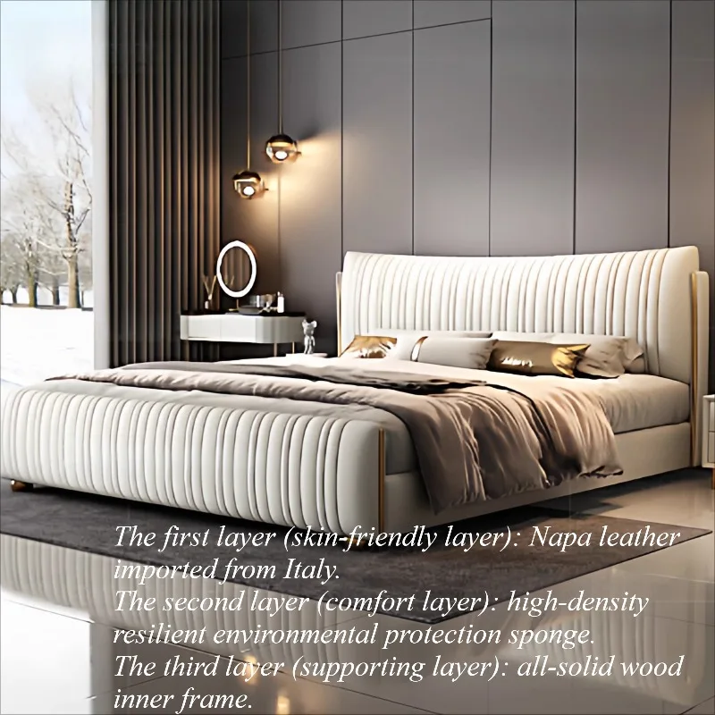 

Queen Headboard Full Size Bed Adults 150x200cm Storage 180x200cm Bed Frames 2 People Floor Hotel Family Home Bedroom Furniture