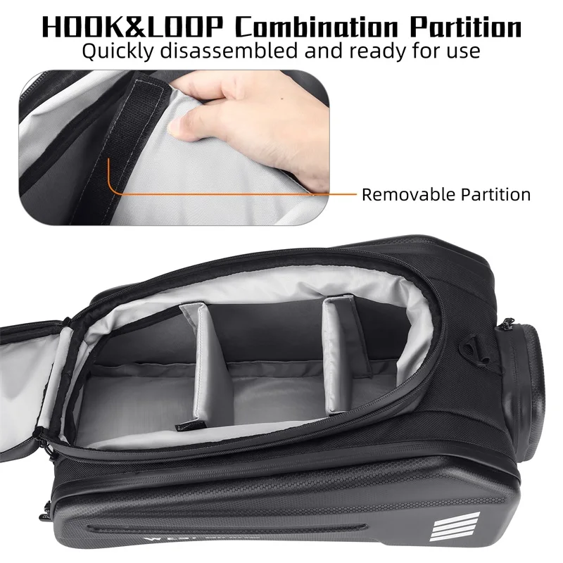 WEST BIKING Electric Bike Battery Carrier Bag Expandable Pannier Rear Rack Bag Not Easily Deformed Cycling Travel Shoulder Bag