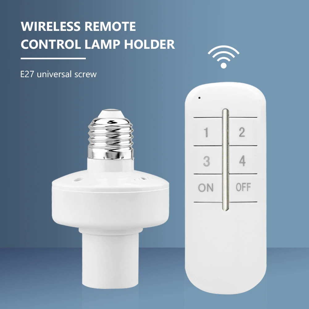 

smart remote control light socket lamp holder e27 base timing wireless light switch kit ac180-250v