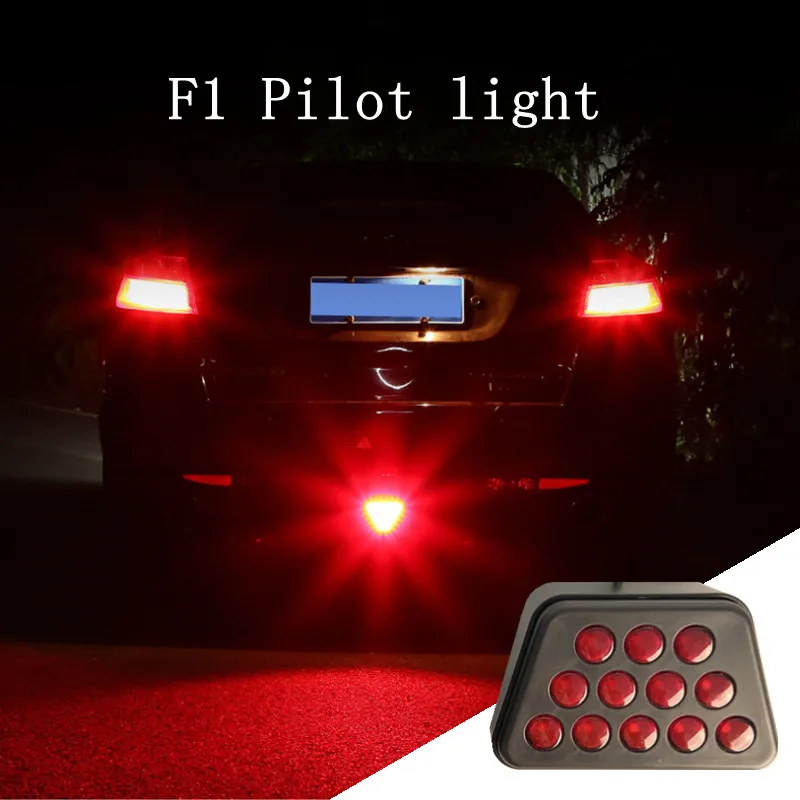 

Universal F1 Triangle Style Sport 12LED Brake Signal Lamp REAR FOG LIGHT "Rear Third Brake Lamp" DRL For JDM BBA