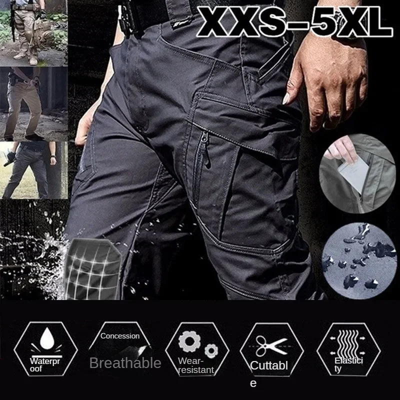 

Water Proof Wear-resistant Cargo Pants IX9 Tactical Outdoor Men's Camouflage Training Trousers Multi Pockets Military Fans Pants