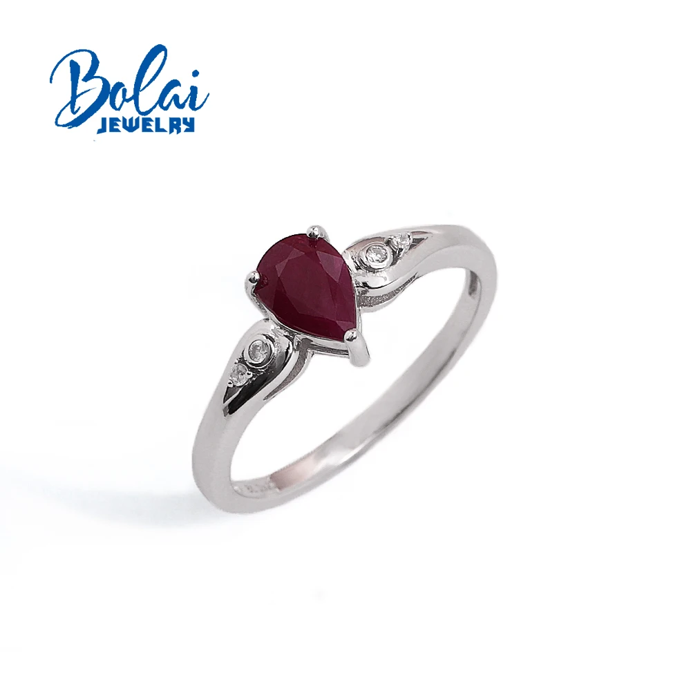 

Bolai, простой дизайн, кольцо с натуральным рубином, груша, 5*7 мм, настоящий драгоценный камень, серебро 925 пробы, классические изысканные украшения для женской повседневной носки