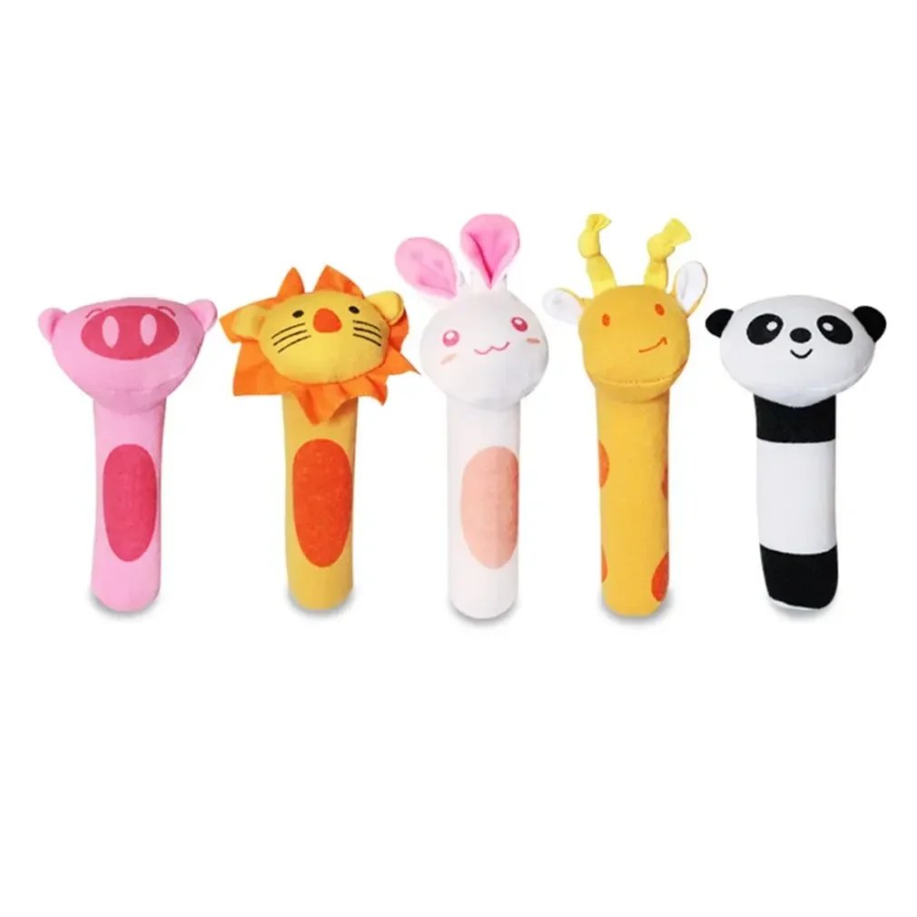 Giocattolo per bambini Peluche Sonaglio a mano Bb Stick Animale Bb Stick Sonaglio a mano Sonaglio in pile a mano per bambini Cartone animato Consegna veloce