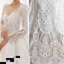 Off White Color 150CM Wide Super Luxury Eyelash Border Lines French Lace Fabric Wedding Gowns Material 3 Meters European Designs