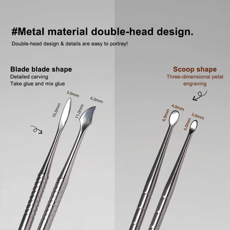 네일 아트 UV 젤 폴리쉬 팁 조각 꽃 그림 펜 네일 디자인 도구 매니큐어 도구용 듀얼 엔드 조각 스패출라 펜 3개
