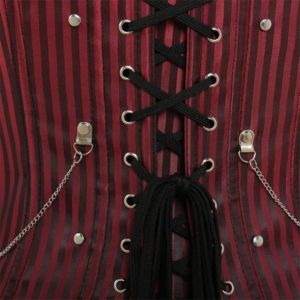 Women Corset Sexy Striped Zip Bustier Sling vest Punk Rock Style Gothic Clothes Body Shaper Slimming Corselet
