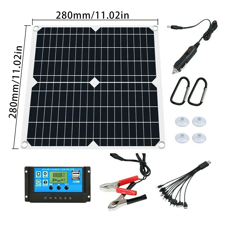 Solar Panel Kit for Mobile Phone, USB Charging, Cell Board Controller, Portable Solar System, Outdoor Battery Supply, 100W