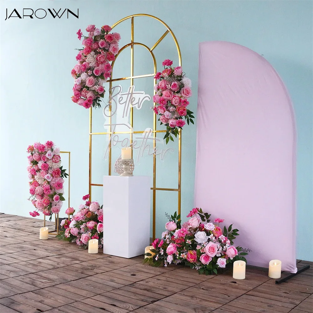 Wedding Arch Floral Arrangement Customized Luxury Pink White Rose Artificial Flower for Event Pary Backdrop Decoration Props