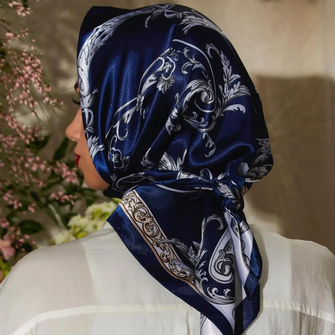 Silk Scarf Headwraps For Women Luxury Hair/Head Scarve Summer Foulard Femme Satin Kerchief Square Headscarf Bandana Cheveux