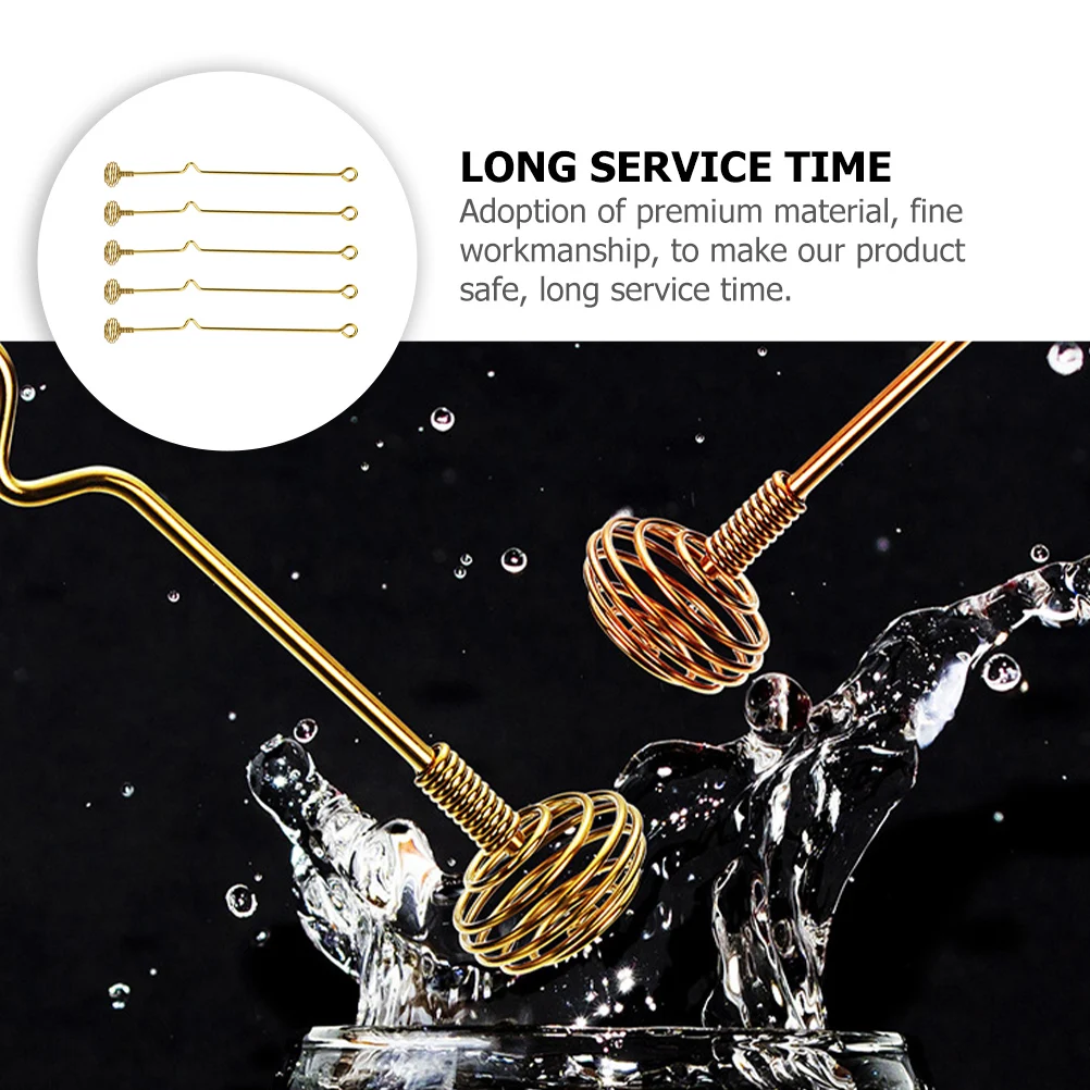 

5 Pcs Cocktail Honey Stirrer Supply Stainless Steel Multi-function Stick Golden Accessory Household
