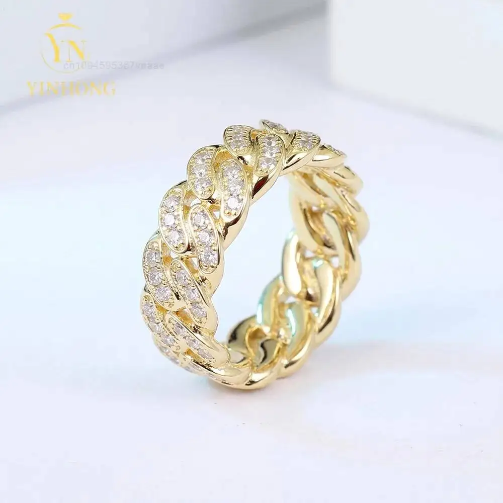 

Premium Hot Selling Men Hip Hop Cuban Ring Iced Out Moissanite Gemstone Perfect for Party Anniversary