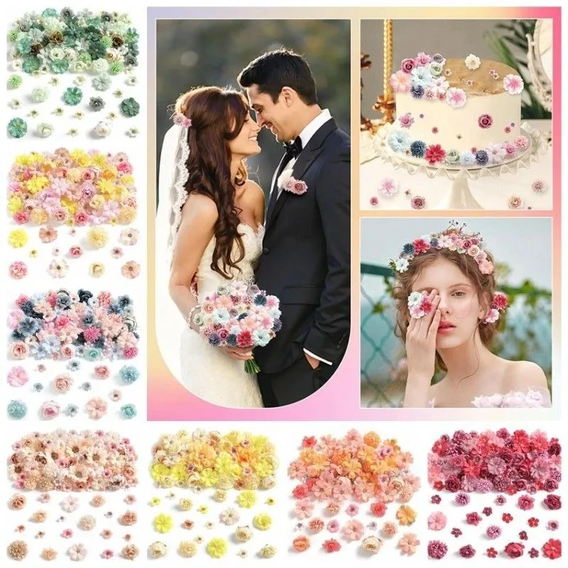 Gemischte künstliche Blumenköpfe, Seidenrose, künstliche Blumen für Heimdekoration, Hochzeit, Hochzeit, Dekoration, DIY-Handwerk, Girlandenzubehör – Detail 2