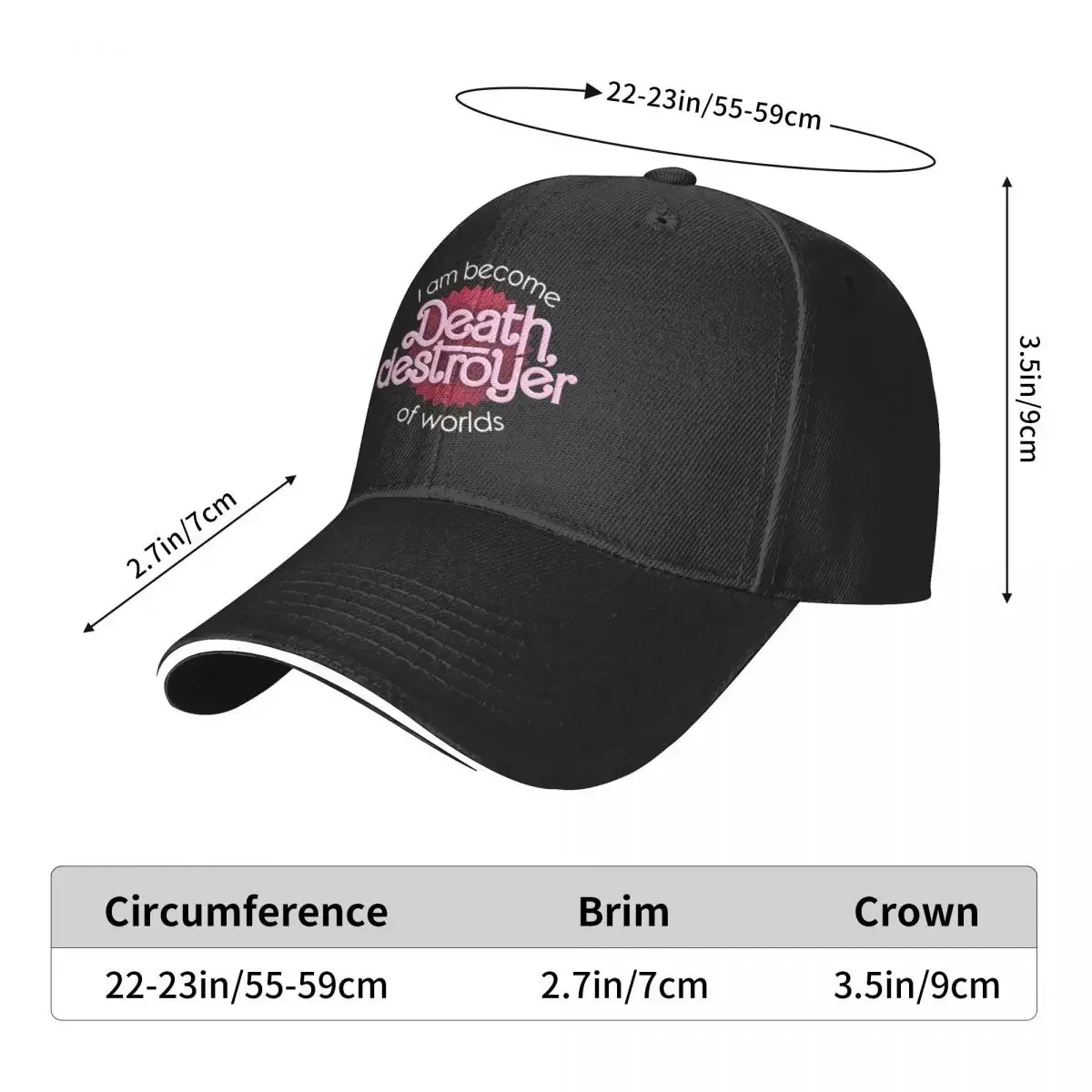 2026 Barbenheimer I Am Become Death, Destroyer Of Worlds Parody Cap Fashion Casual Baseball Caps Adjustable Hat Unisex Baseball