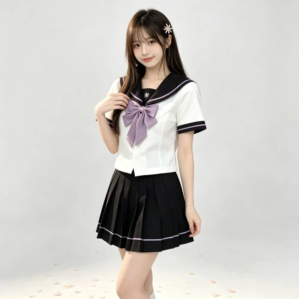 Basic Summer Waist-fit JK Sailor Suit,Japanese College Full Uniform Set For Daily School Uniform Campus Wear&Anime Cosplay