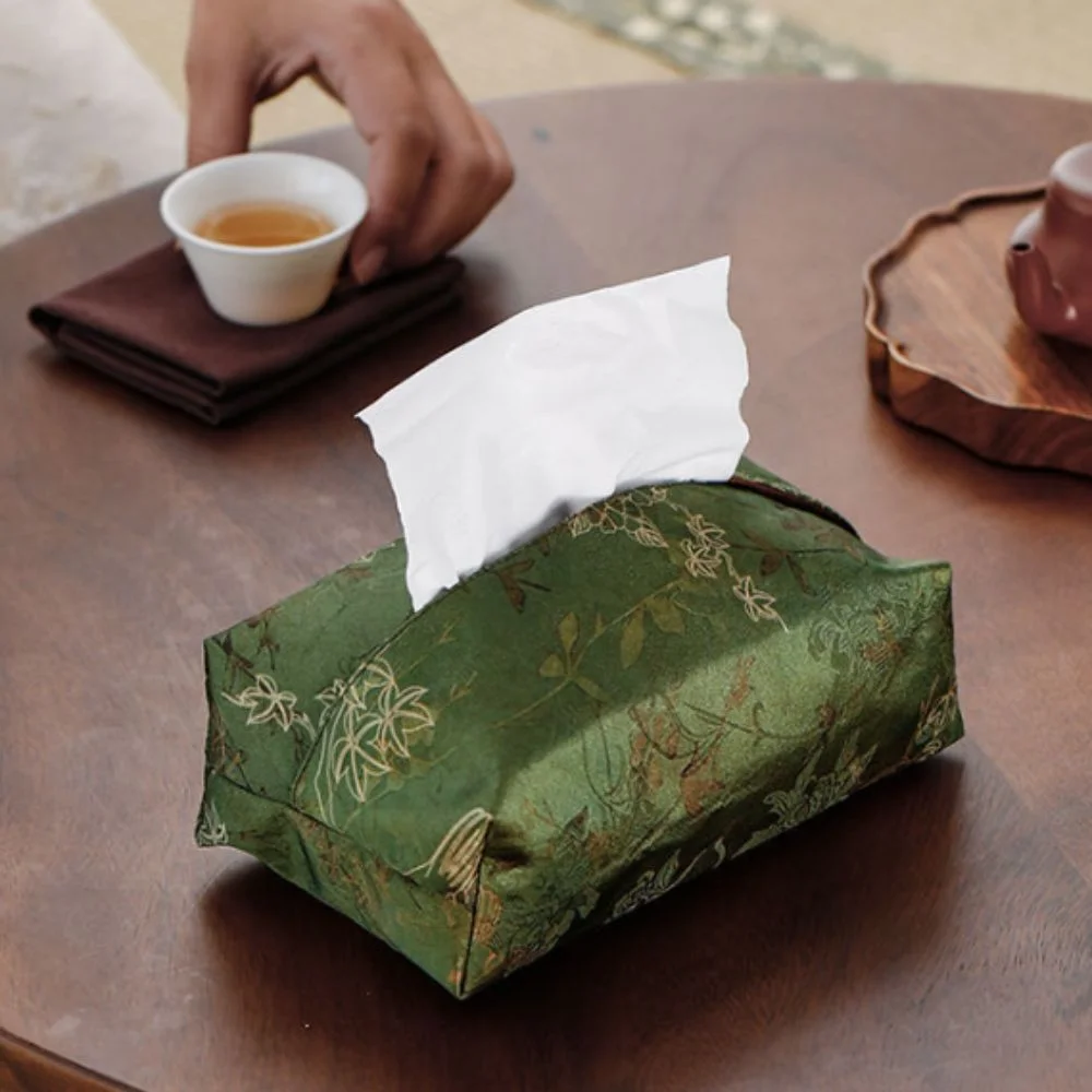 

Car Accessory Fabric Chinese Retro Tissue Box Dust-proof Embroidery Tissue Bag Vintage Napkin Bag Living Room