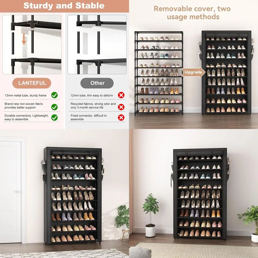 Organizador de Sapatos de 10 Camadas, Grande Capacidade para 40 Pares, Armazenamento que Economiza Espaço para Casa, Entrada, Dormitório, Quarto