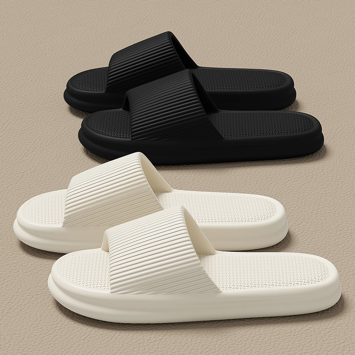 Plus Size 48-49 Men Slippers Summer Solid Color Flat Sole Home Slippers For Women Man Coupple Bath Beach Slides Shoes