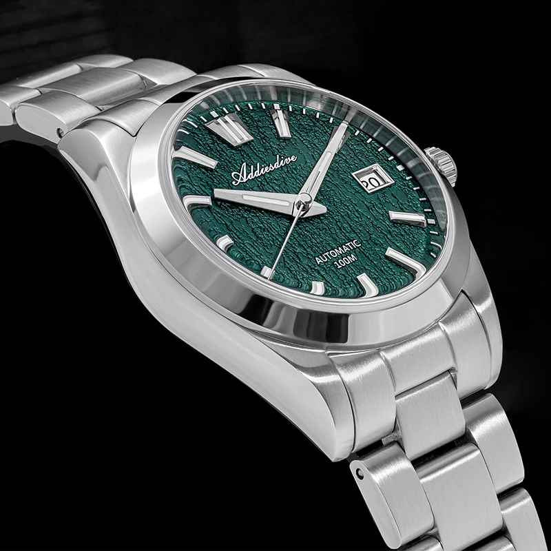 

ADDIESDIVE Dress Watch 39mm NH35 Luxury Sapphire Tree Texture Automatic Watches for Men Waterproof Luminous Mechanical Watch