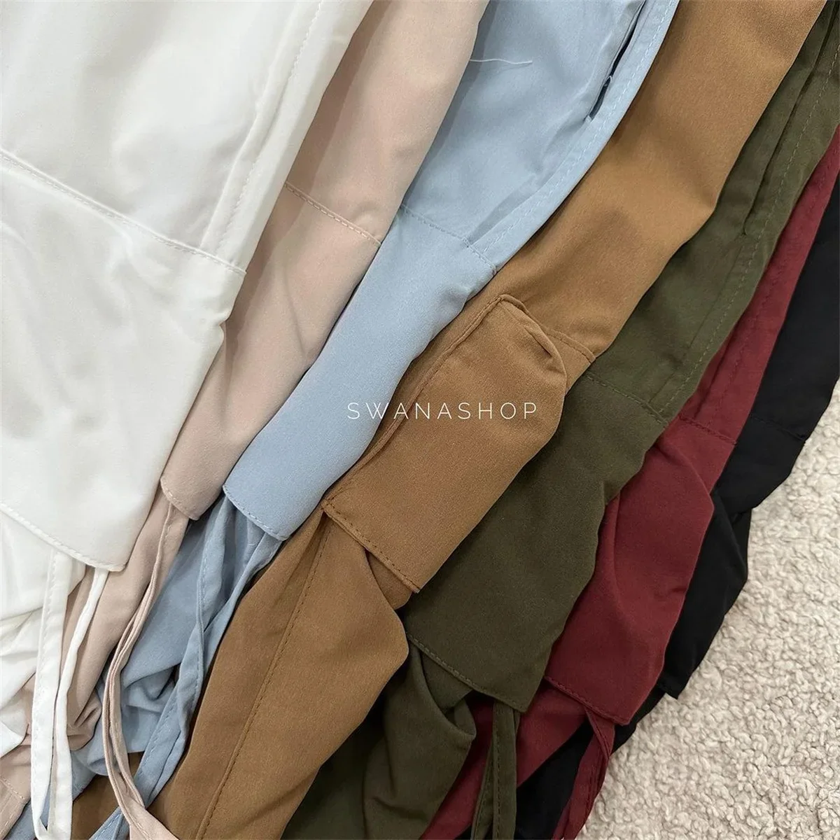 SweatPants Damen Vintage Cargo-Hosen Mode Elastischer Bund Retro Oversized Einfarbige Weite Hosen Lässige Streetwear Baggy-Hosen – Detail 3