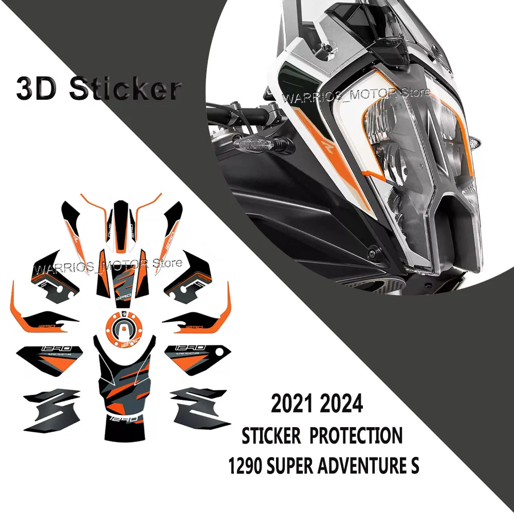 

Для 1290 Super Adventure S 2021, 3D гель, эпоксидная смола, защитные наклейки на бак, комплект водонепроницаемых противоскользящих защитных наклеек