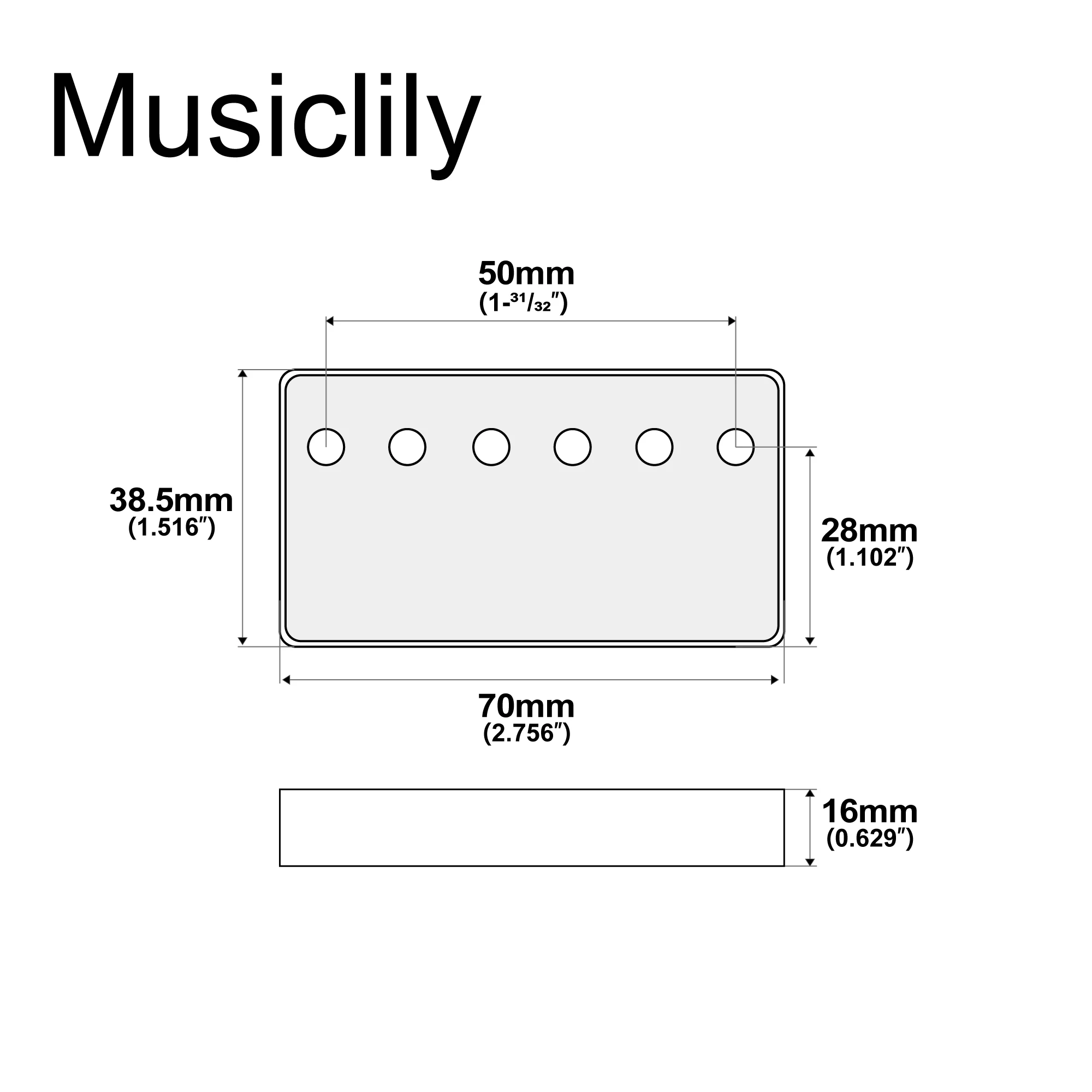 Musiclily Pro 50mm Nickel Silver Alloy Humbucker Pickup Cover for Imported Electric Guitar