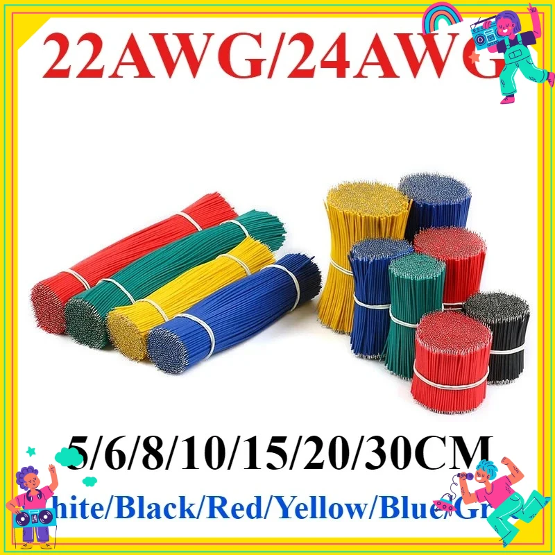 20Pcs 22AWG 24AWG 26AWG Tin-Plated PCB Solder Cable 5/6/8/10/15/20/30cm Jumper Wire Cable Tin Conductor Wires Connector Wire