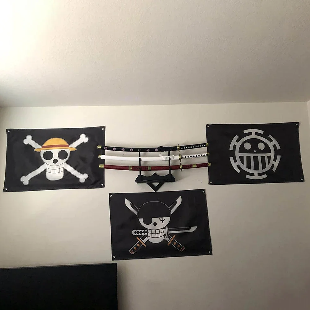 Anime One Piece Pirata Teschio Bandiera Casa Camera da letto Decorazione della parete Banner Pittura Rufy Cappello di paglia Pirati Bandiera