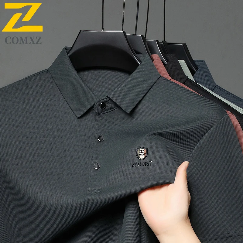 

2025 Summer Men's Polo Shirt Fashion Casual Comfortable Breathable Lapel Short Sleeve T-shirt Brand Business Golf Sports Top