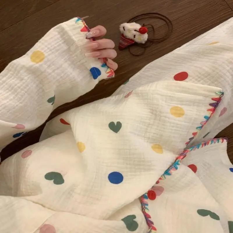 Conjunto de pijama caliente para mujer, pijamas cálidos de invierno para mujer, ropa de hogar a la moda, pijamas, conjunto de pijama lindo y suave de lunares