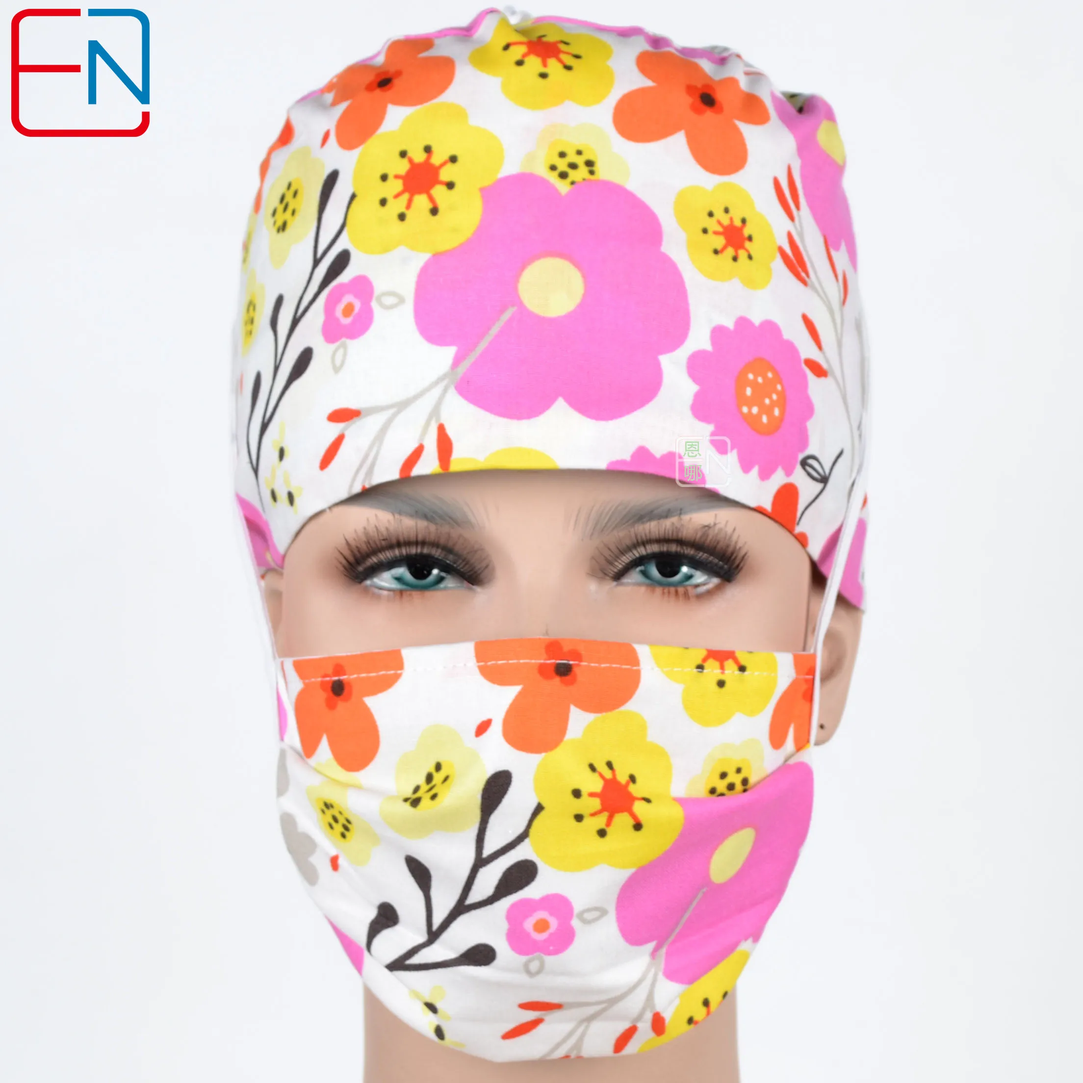 Unisex Medical Scrub Caps and Masks in 100% Cotton