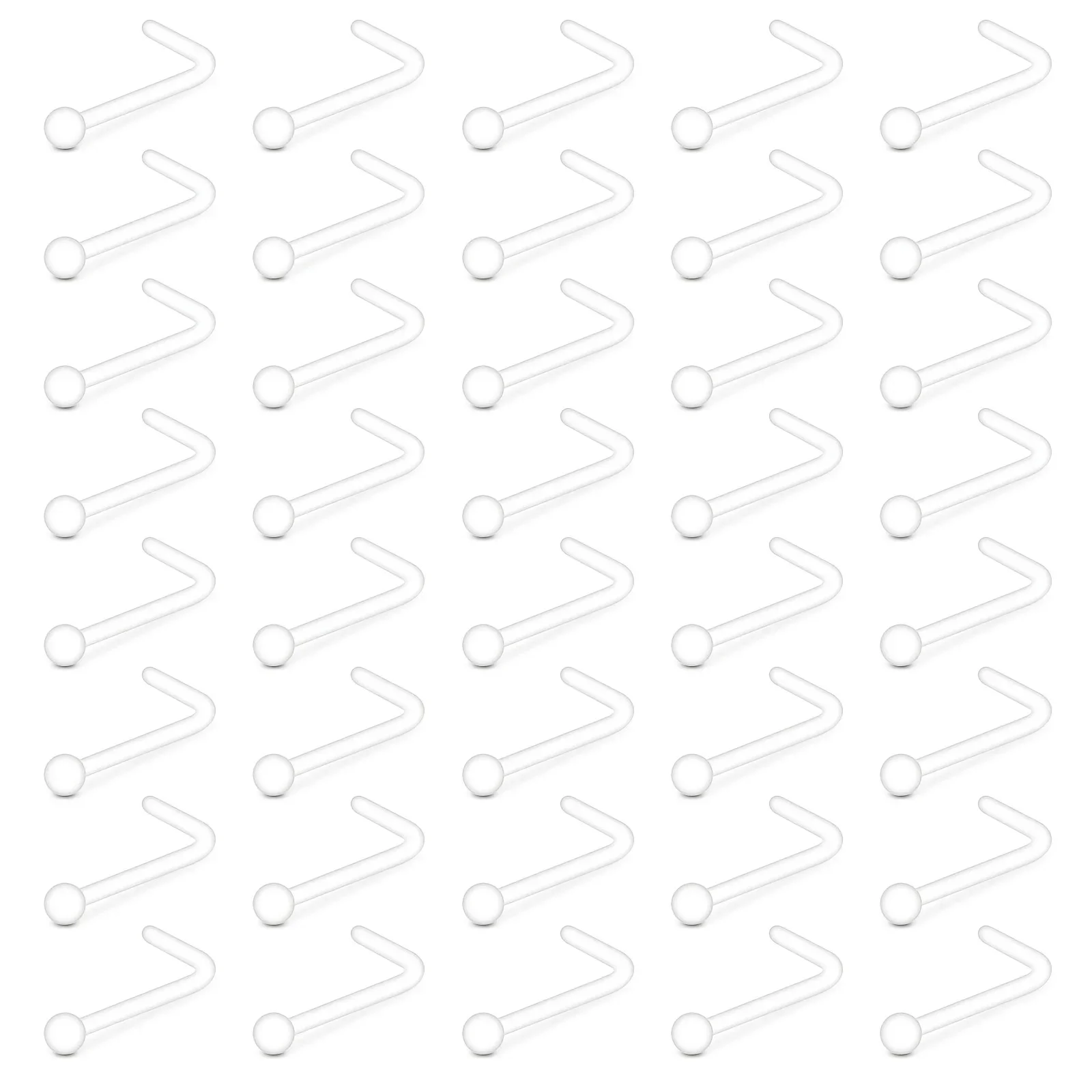 20/40 piezas de piercing de nariz en forma de L, invisible, de plástico transparente, joyería clásica y sencilla para hombre.