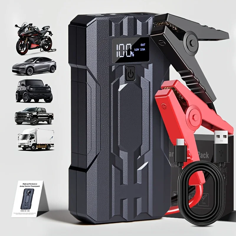 

Professional 6000A Car Battery Booster Pack - Emergency Jump Starter for 2.64gal Gas/2.11gal Diesel Vehicles, USB Power Bank, LED Light, Ideal for Cars, Trucks, SUVs