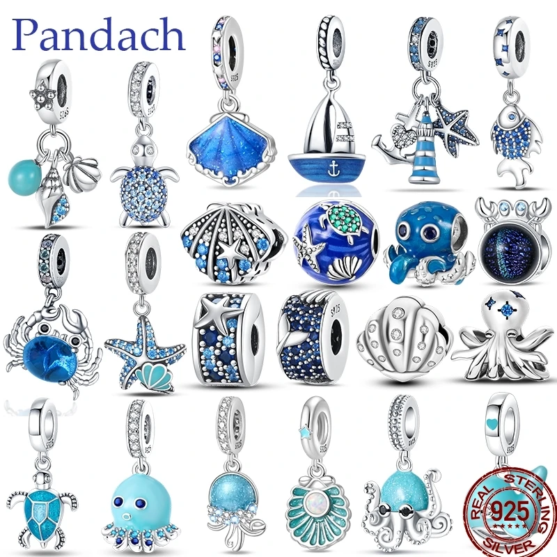 100% argento sterling 925 spiaggia sabbia granchio spiaggia oceano vacanza gioielli perline adatto braccialetto originale gioielli per le vacanze fai da te