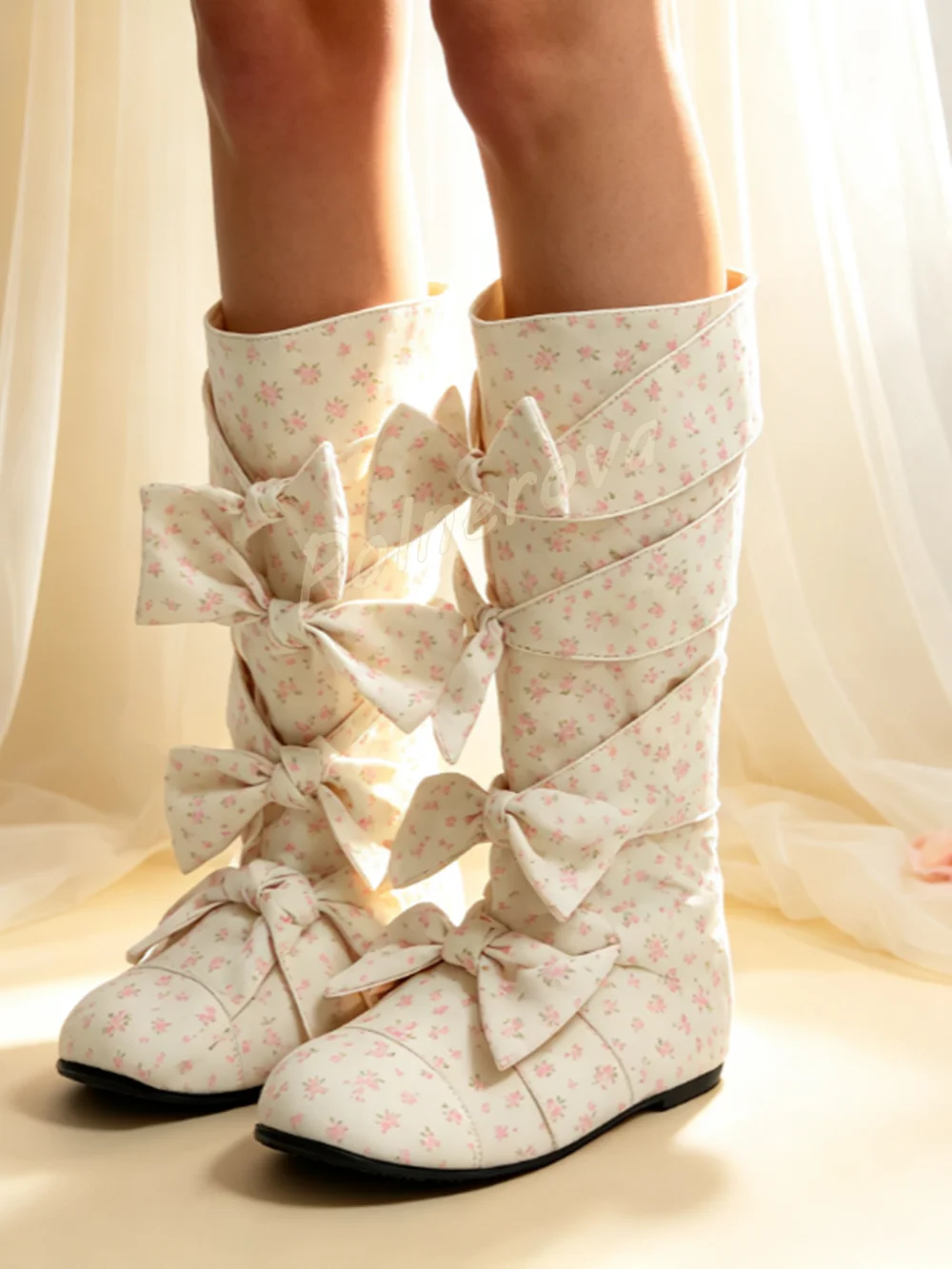 รองเท้าบูทผู้หญิงลายดอกไม้หวาน - Vintage Zipper บทวิจารณ์และราคา