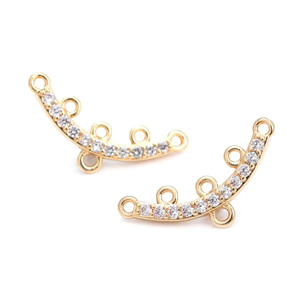 18K Gold Color Brass Straight Arcuated Necklaces Connector Clasps Jewelry Earrings Making Supplies Diy Connector Accessories